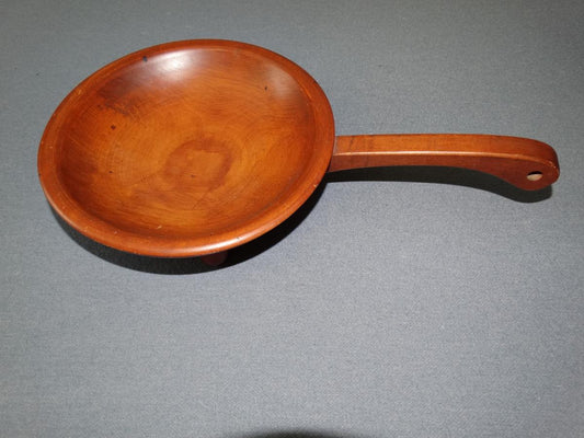 Vintage MUNISING Footed Brown Wooden Bowl w/ Handle Wood Handled Serving Dish image 1