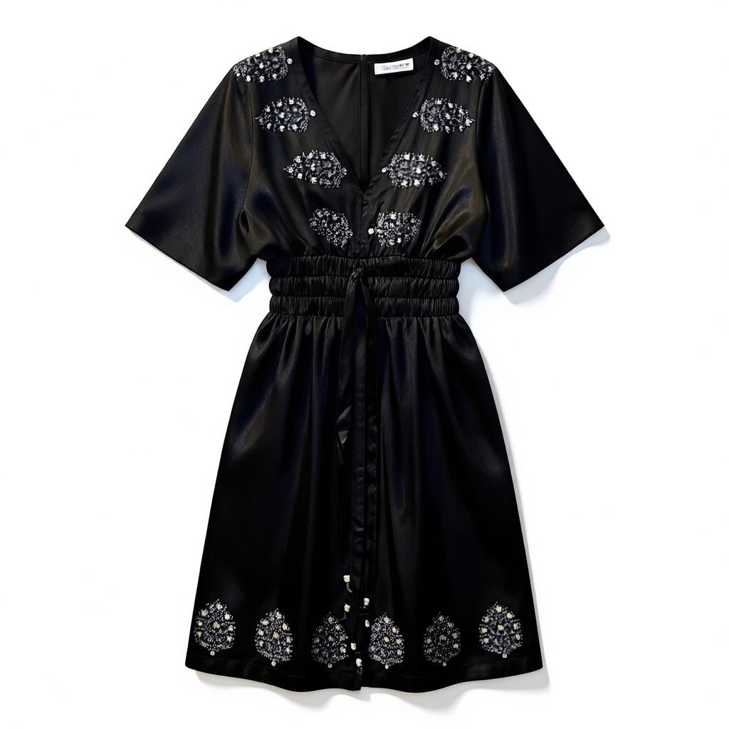 Plenty by Tracy Reese Black Embroidered Kimono Dress Size S