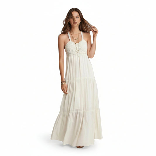 American Eagle Boho Maxi Dress with Hand-Crocheted Bodice – Size Small NWOT