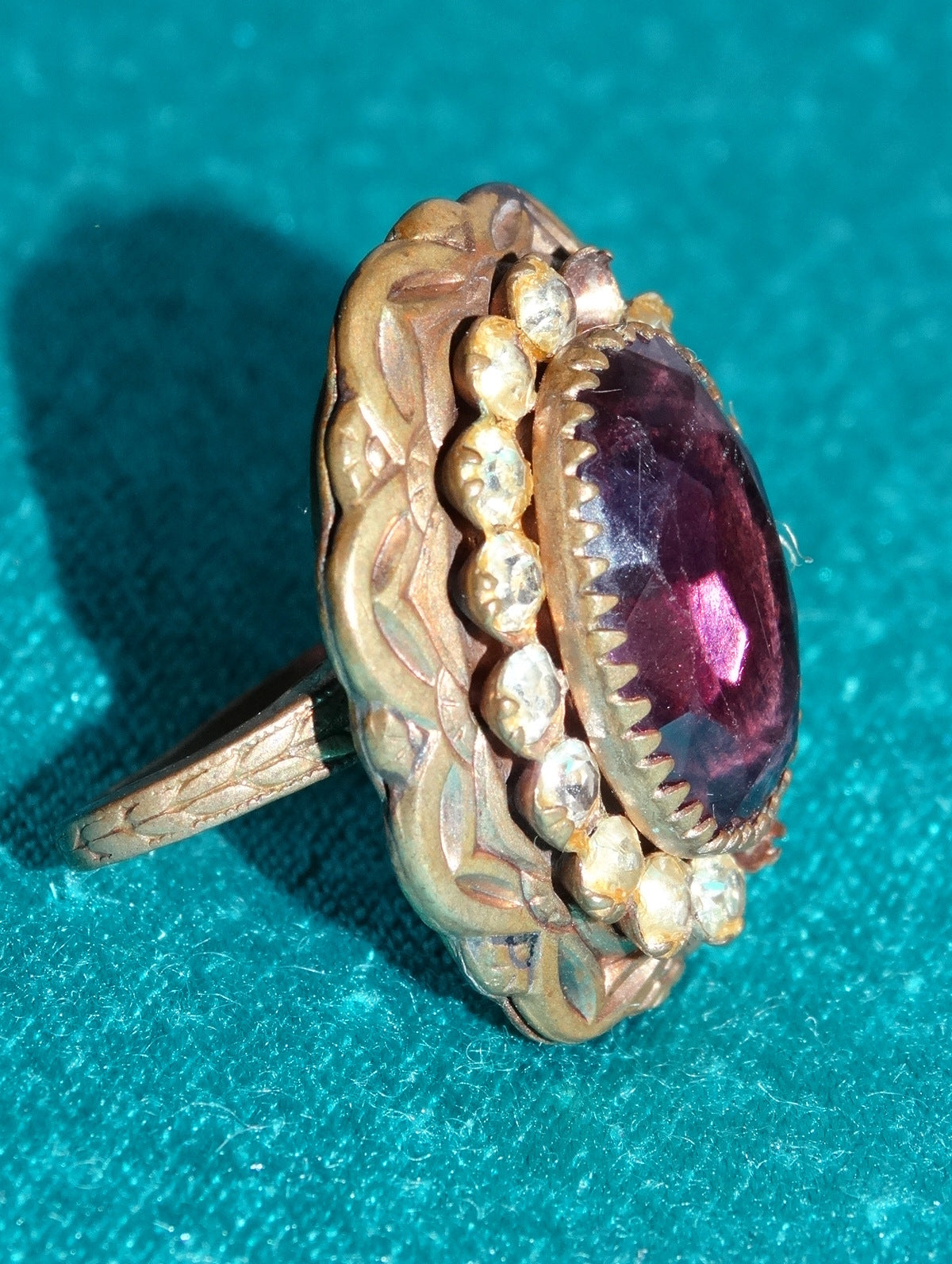 Vintage Amethyst Purple Glass Victorian Ring image 4