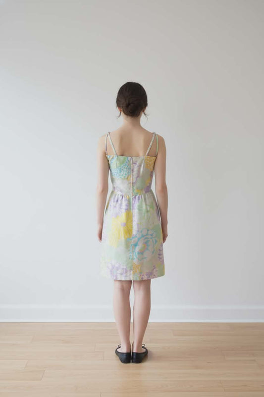 Vintage 1960s Floral Cottagecore Sundress - Pastel Garden Print Tie-Side Midi