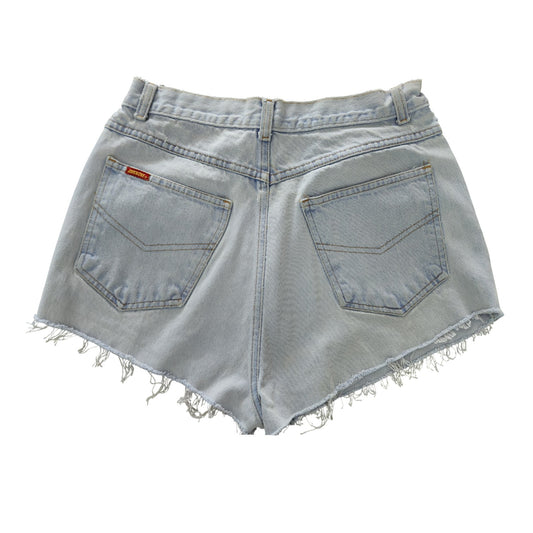 Vintage Jordache High-Waisted Distressed Jean Shorts – Light Wash Denim