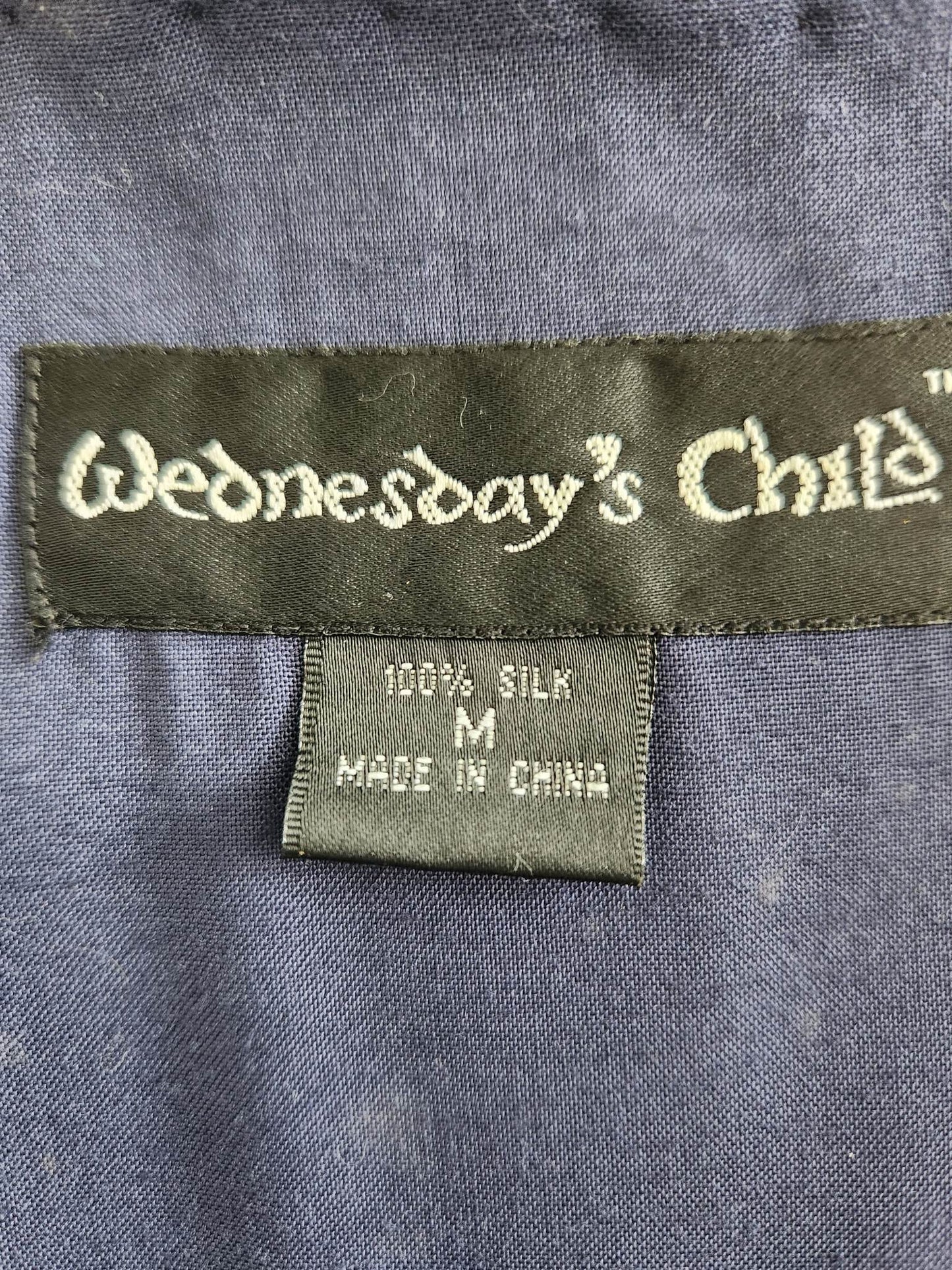 Vintage Wednesday’s Child Blue Grey Silk Beaded Hi-Low Dress– Size M