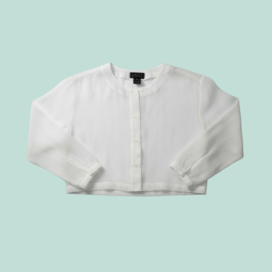 Vintage 90s Limited White Sheer Cropped Top Button Up Blouse