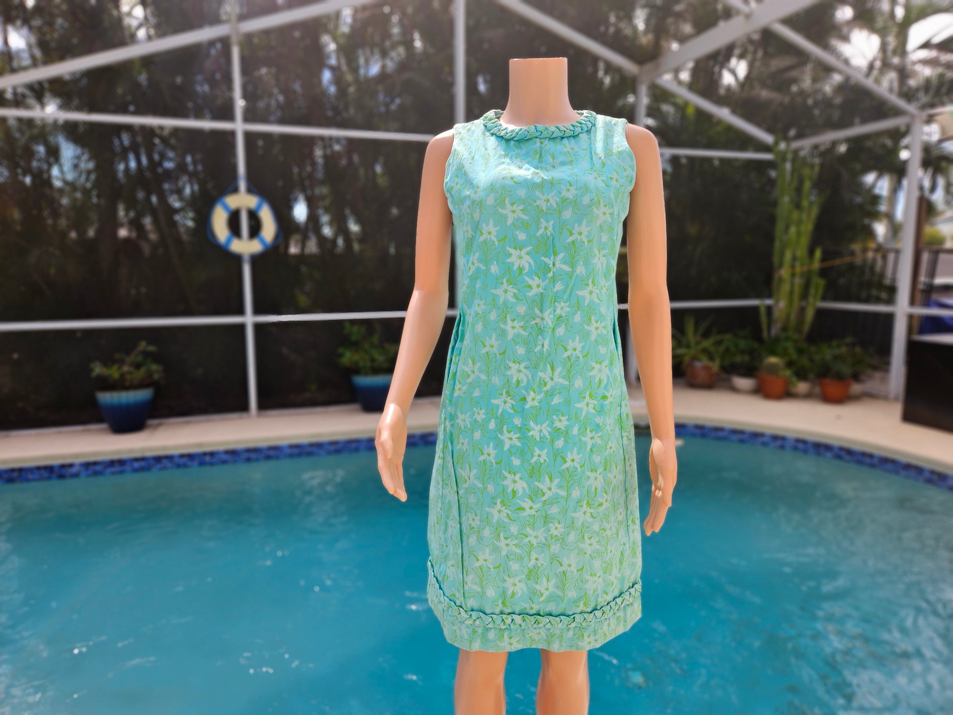 Vintage Lilly Pulitzer 1960s Shift Dress Blue Floral Print Day Dress image 1
