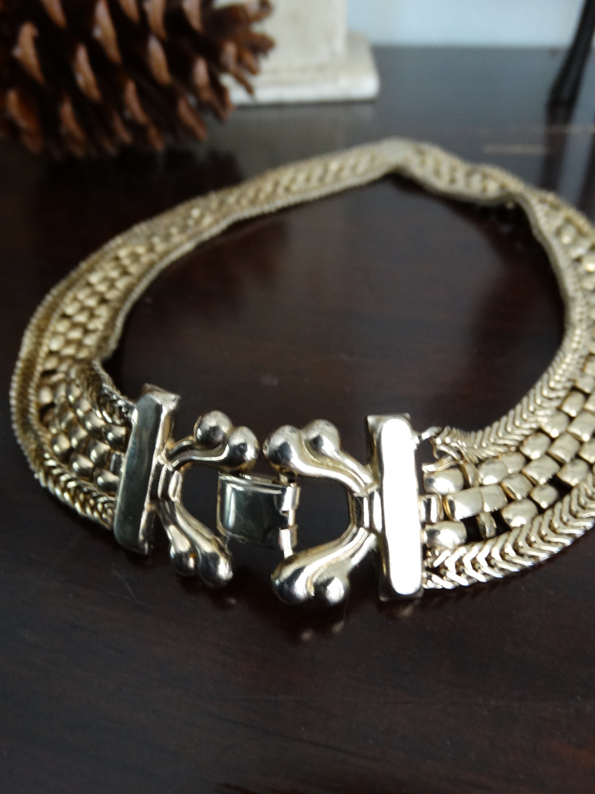 Vintage 1980s Gold Collar Choker Bib Necklace image 2