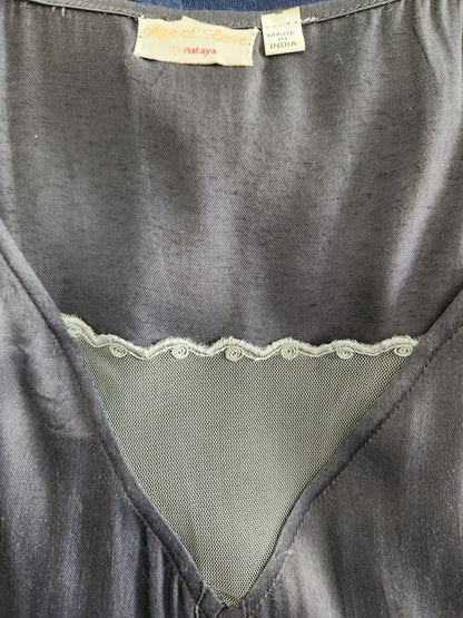 Vintage 80s Boho Tiered Lace Skirt with Silky Blouse Tank Style Top - Medium