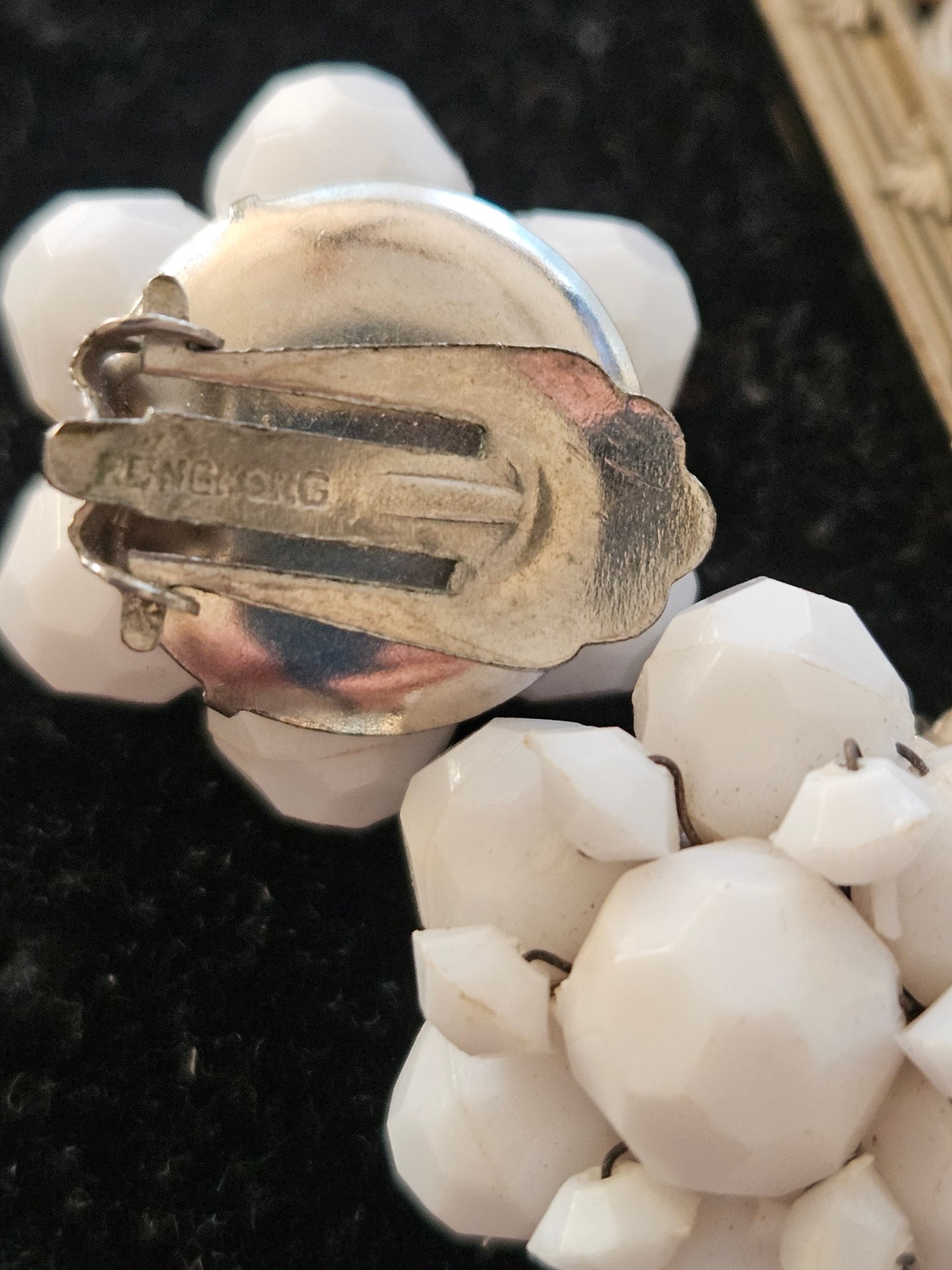 Vintage 1950s White Cluster Clip-On Floral Earrings