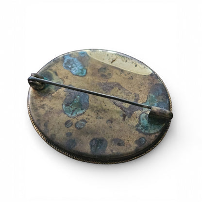 Vintage 1940 - 60s Italian Micro Mosaic Glass Brooch & Clip-On Earrings Set Floral Grand Tour Jewelry