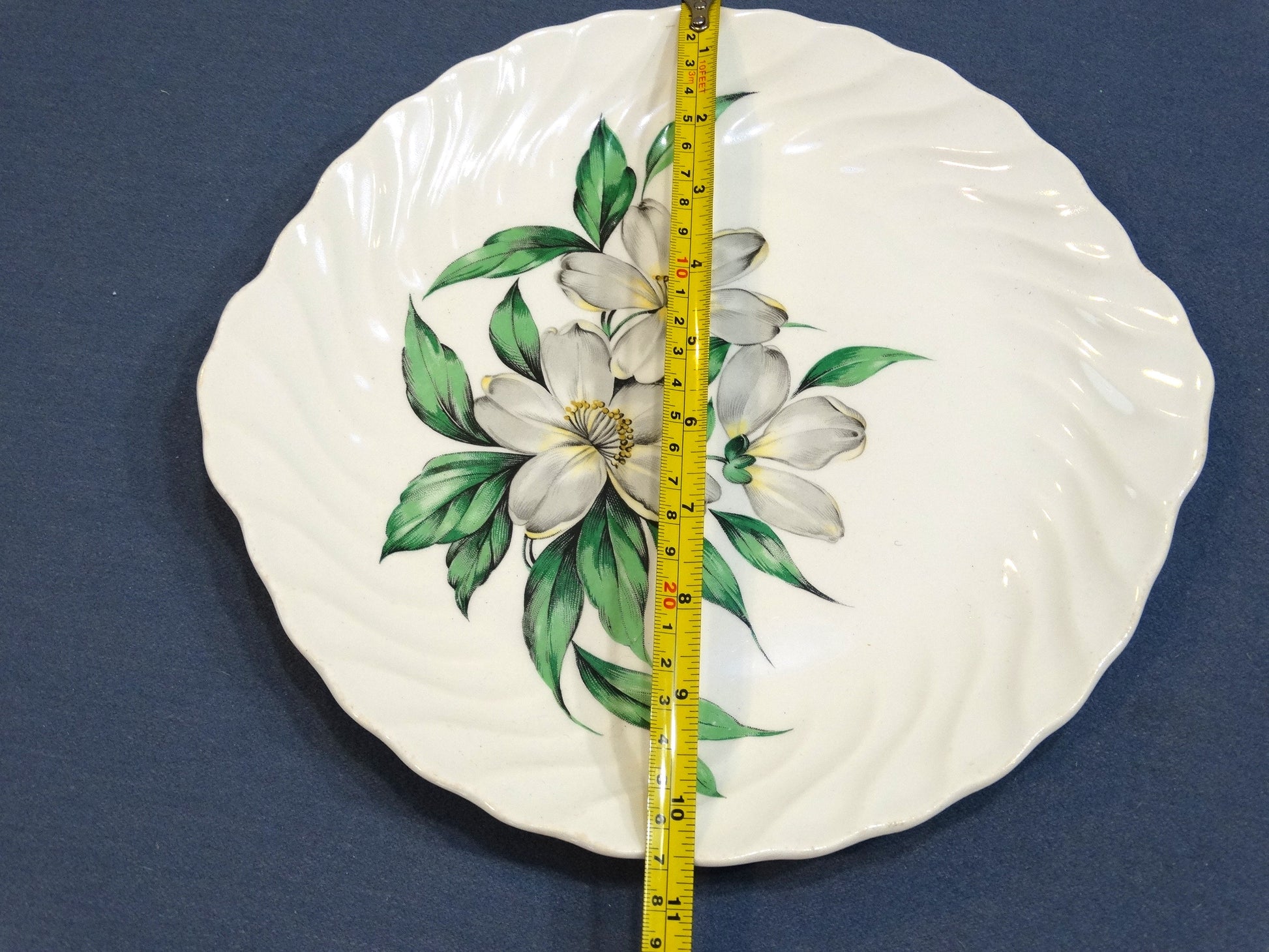 Vintage Royal China Platter WHITE DOGWOOD with handles image 3