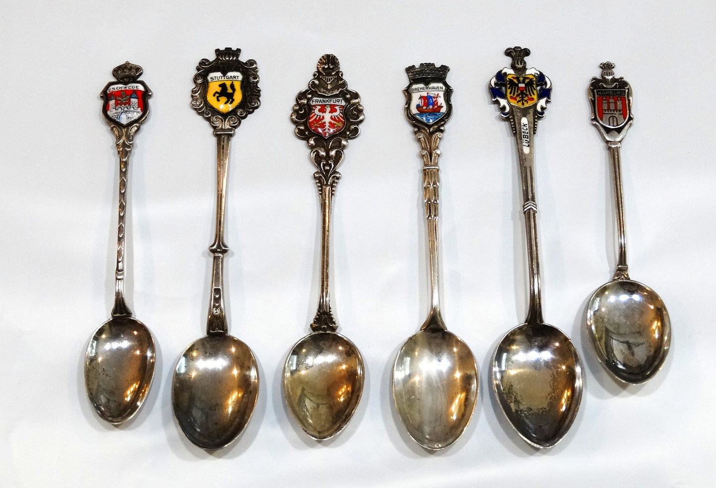 6 GERMANY Deutschland STERLING 800 SILVER ENAMEL SOUVENIR SPOONS image 9
