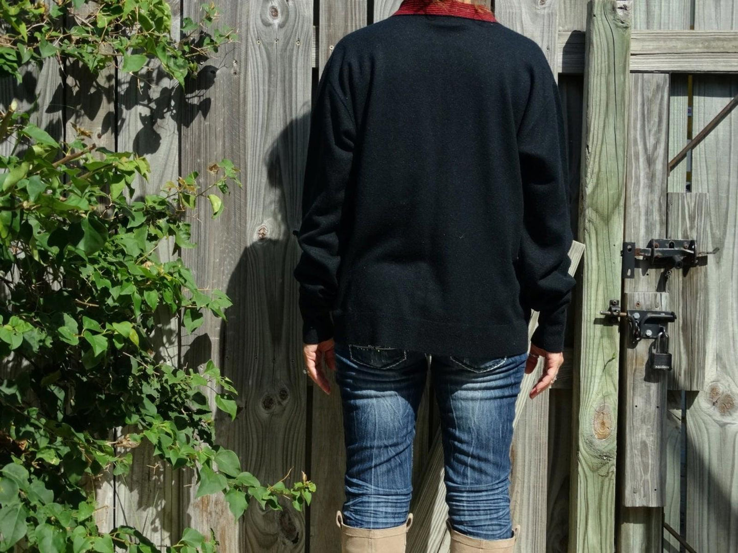 Vintage Glasgow Creation Navy Knit Sweater with Red Stripe Collar | 1960s–70s Collegiate Pullover