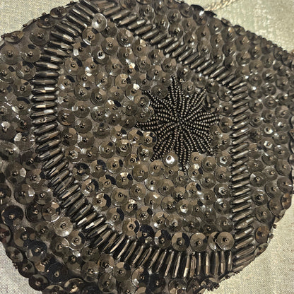Mister Ernest Black Beaded Starburst Evening Bag - Hong Kong 1960s Cocktail Purse.