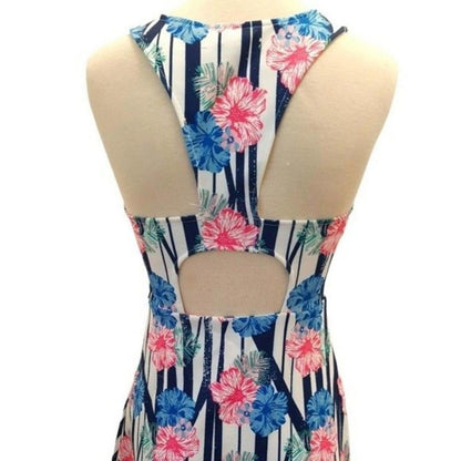 Jealous Tomato Hibiscus Open Back Skater Size Small