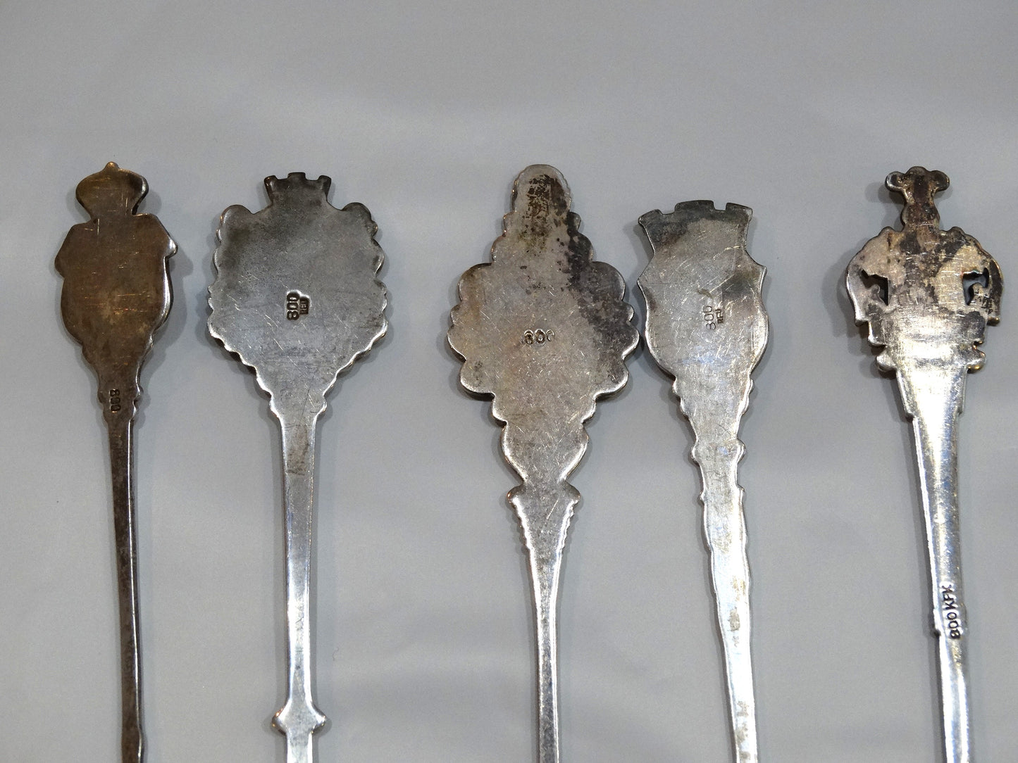 6 GERMANY Deutschland STERLING 800 SILVER ENAMEL SOUVENIR SPOONS image 2