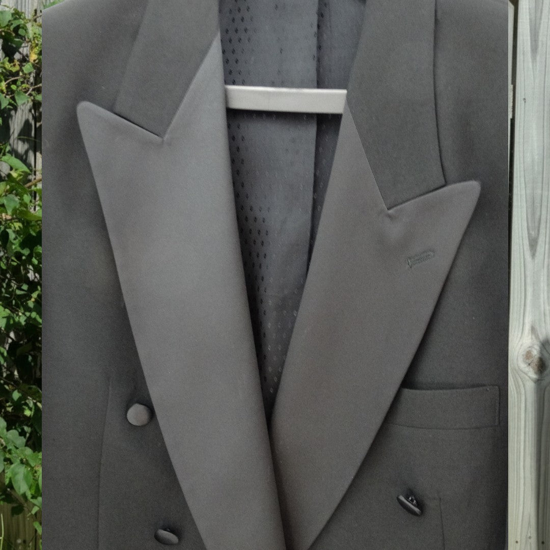 Vintage Pierre Cardin Wool Tuxedo Suit | Black Double-Breasted Jacket Pants image 2