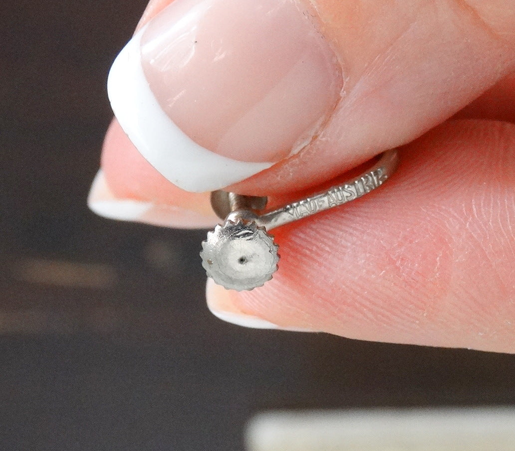 Mid-Century Earrings Signed "Made in Austria" Rhinestone Cluster Screwback image 3