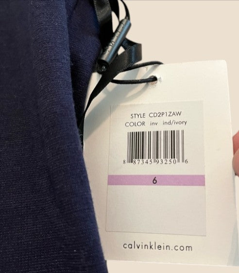 CALVIN KLEIN Navy & Ivory Sleeveless Sheath Dress Size 6 (NWT) image 3