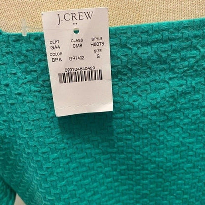 NWT J. Crew Cold Shoulder Basketweave Green Dress - Size Small