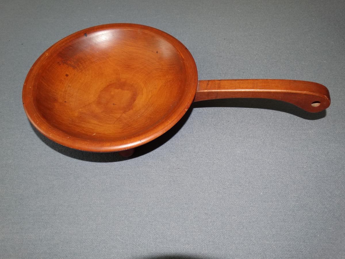 Vintage MUNISING Footed Brown Wooden Bowl w/ Handle Wood Handled Serving Dish image 1