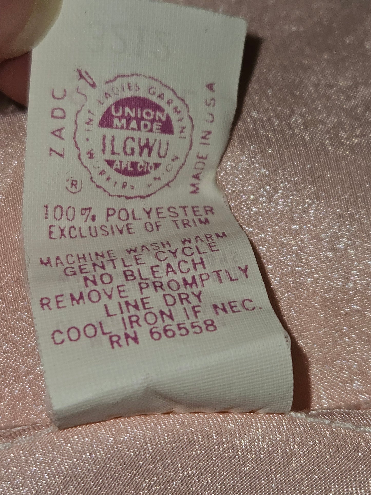 Vintage Peach Liquid Satin Teddy Lace Trim V-Neck Ruffle Legs Union Made image 6