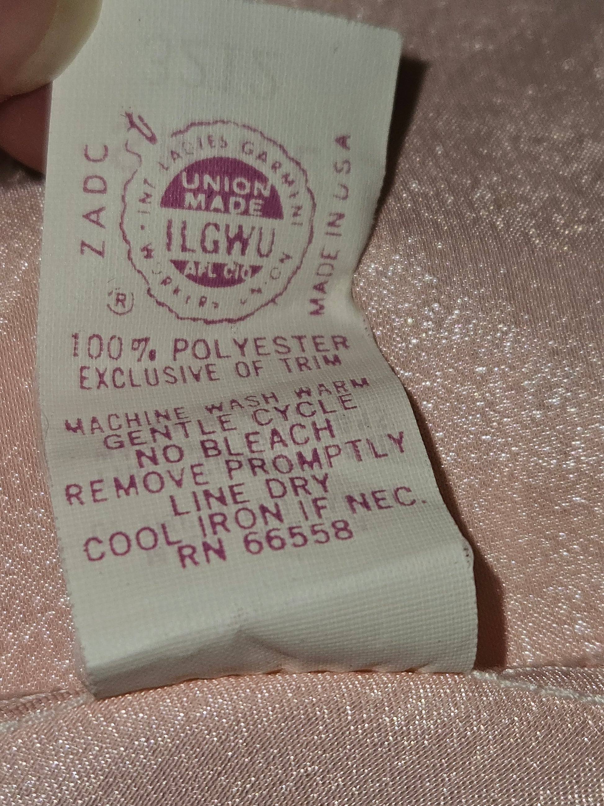 Vintage Peach Liquid Satin Teddy Lace Trim V-Neck Ruffle Legs Union Made image 6