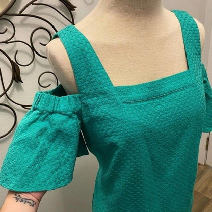 NWT J. Crew Cold Shoulder Basketweave Green Dress - Size Small