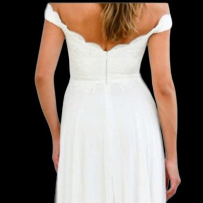 Cinderella Divine Off-Shoulder Lace Beach Wedding Dress Size L (NWT)