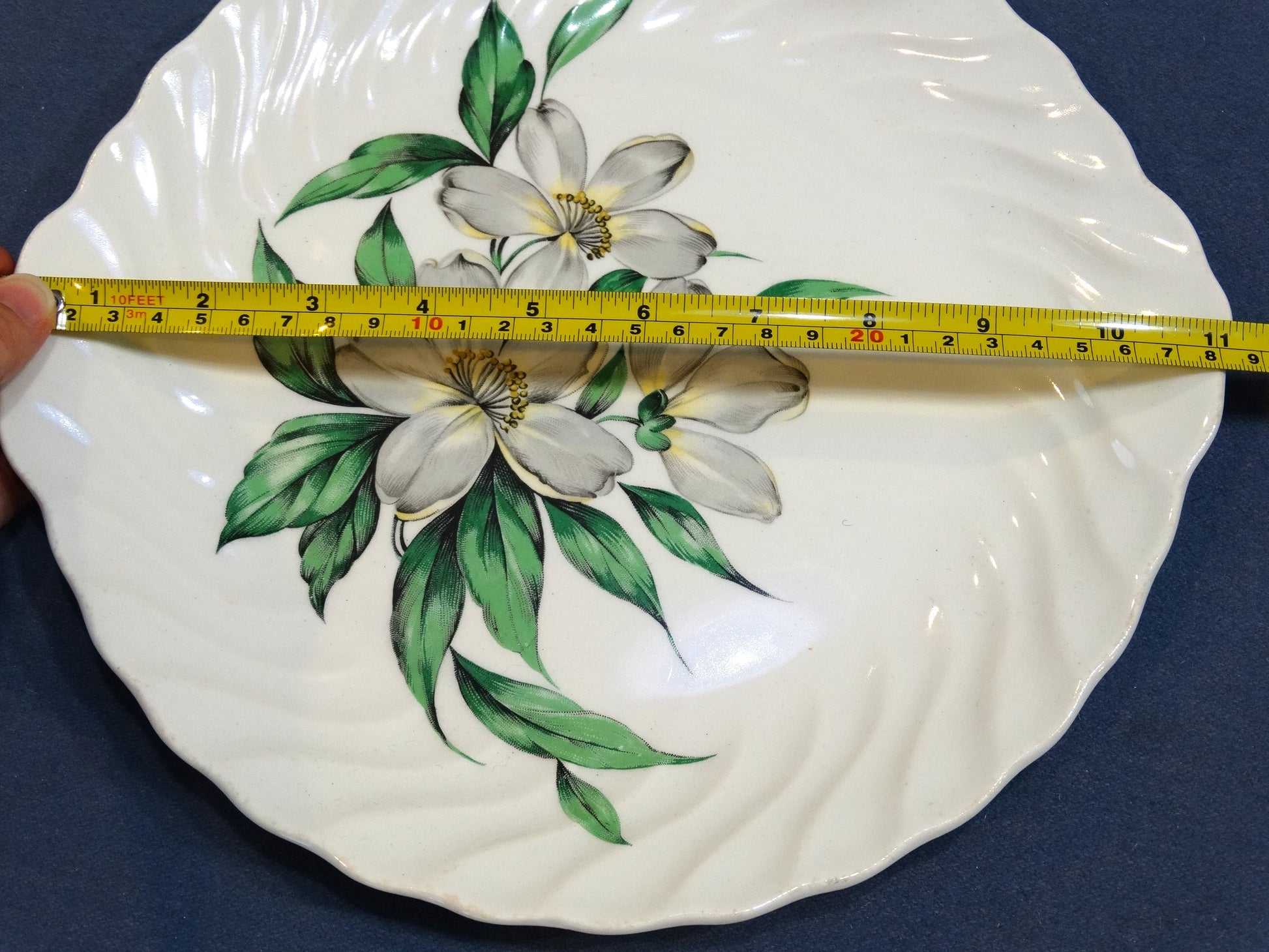 Vintage Royal China Platter WHITE DOGWOOD with handles image 2