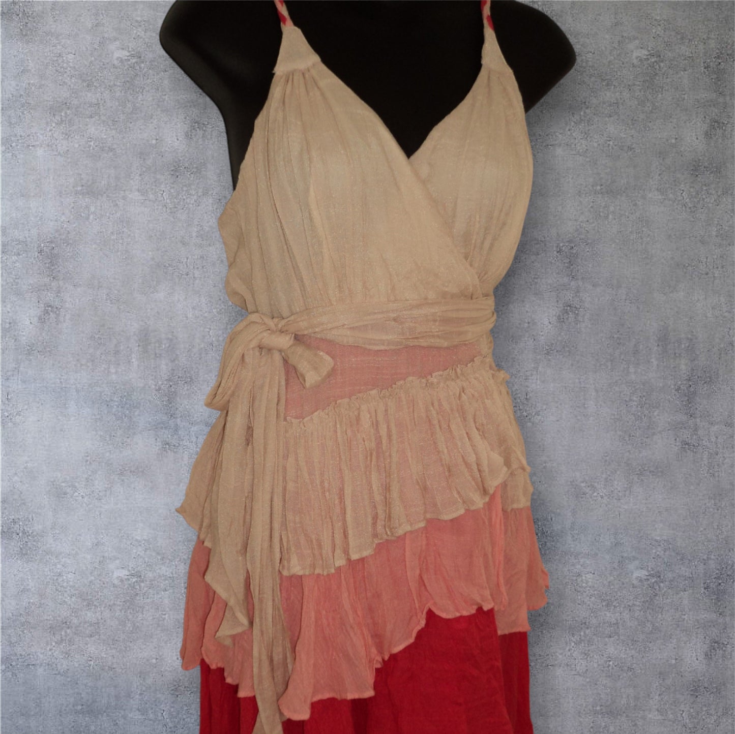 NWOT Festival Gauzy Pink Layered Wrap Sundress – Size Small (Adjustable)