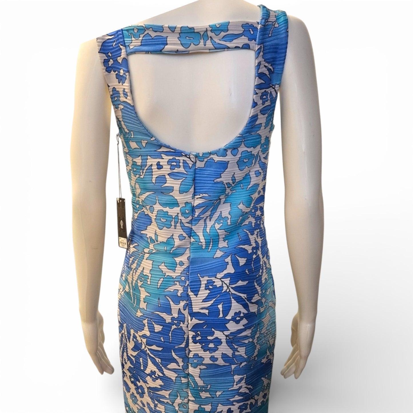 NWT J. Lo Jennifer Lopez Blue Open Back Dress  - Size Small