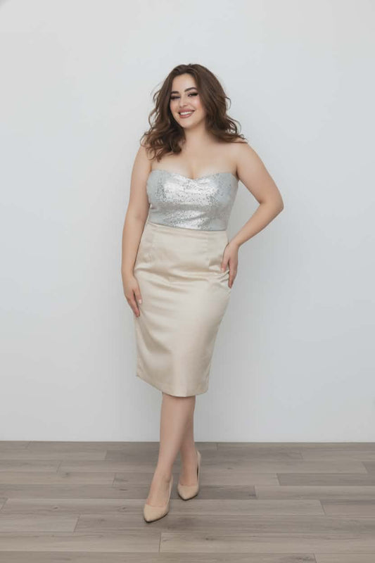 Calvin Klein Caramel Pencil Skirt lined with back slit Size 1X - NWT