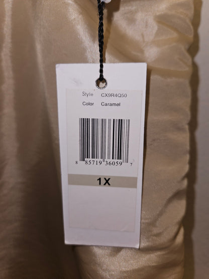 Calvin Klein Caramel Pencil Skirt lined with back slit Size 1X - NWT