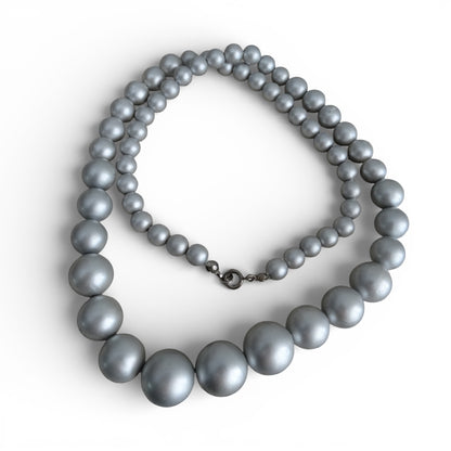 1950s–1960s  Pink & Gray Faux Pearl Graduated Necklaces Mid-Century Classic