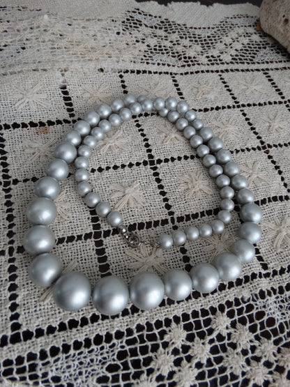 1950s–1960s  Pink & Gray Faux Pearl Graduated Necklaces Mid-Century Classic