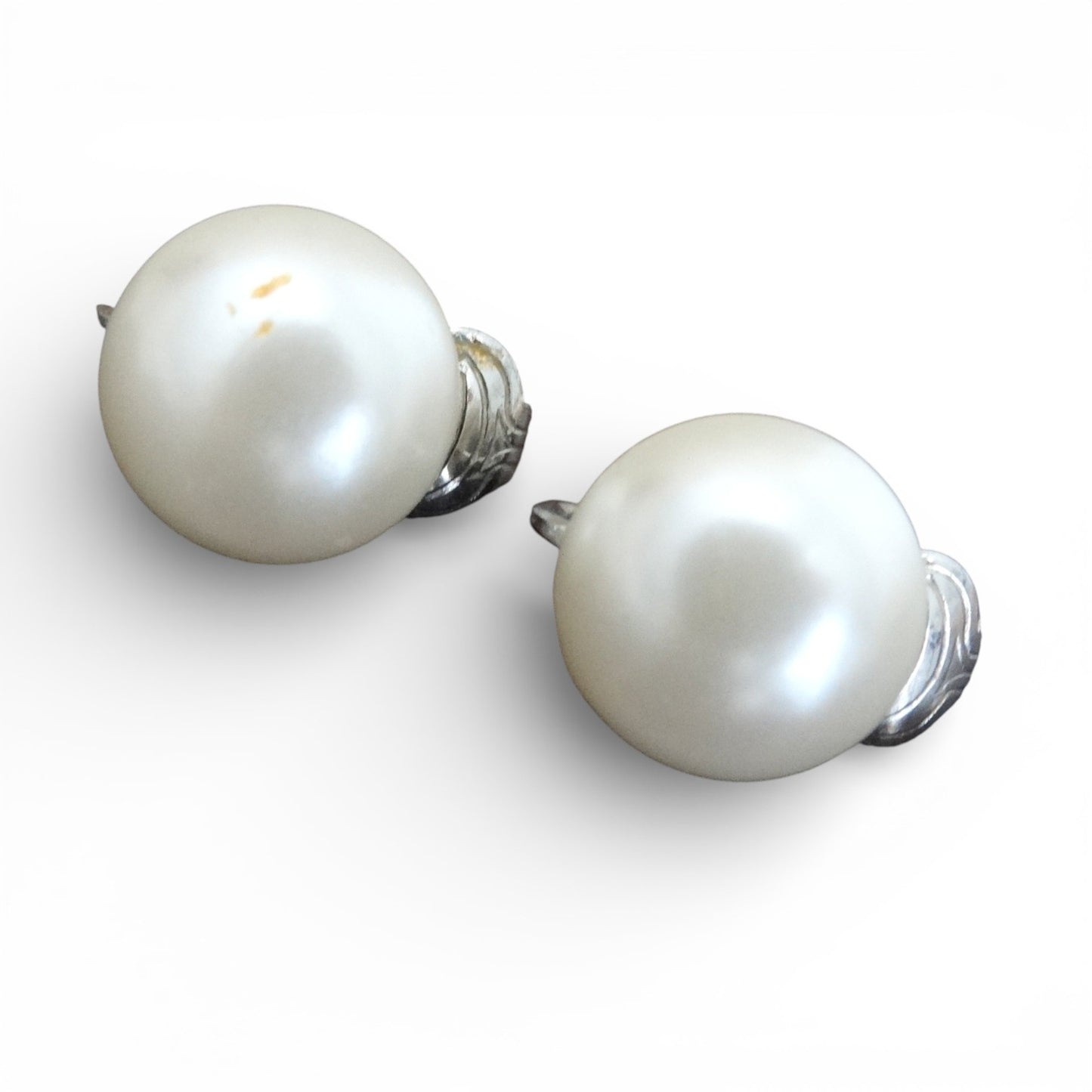Vintage 1960s Sarah Coventry Faux Pearl Clip-On Huggie Earrings