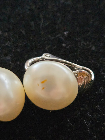 Vintage 1960s Sarah Coventry Faux Pearl Clip-On Huggie Earrings