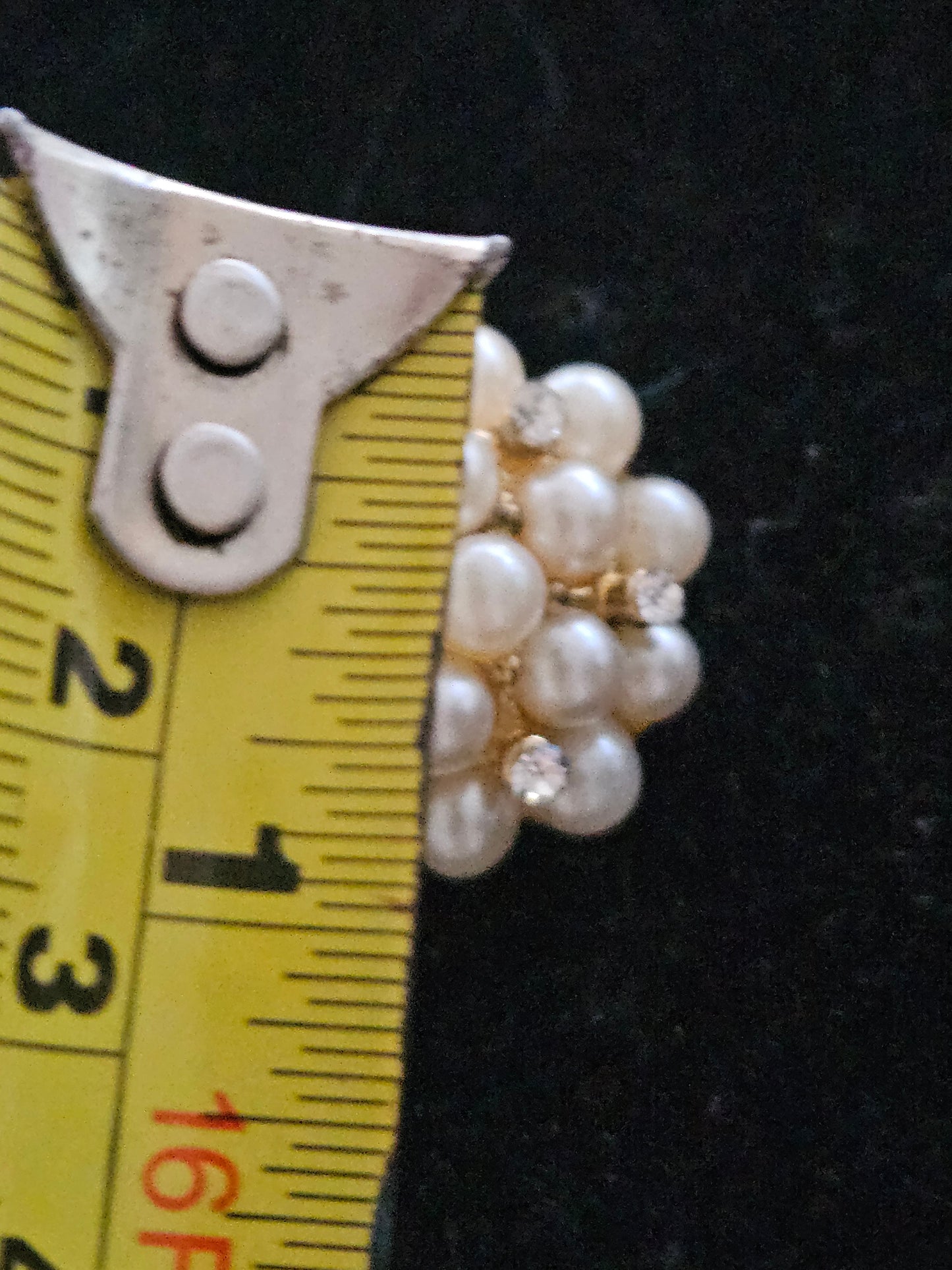 1950s–1960s Faux Pearl & Rhinestone Cluster Clip-On Earrings Mid-Century