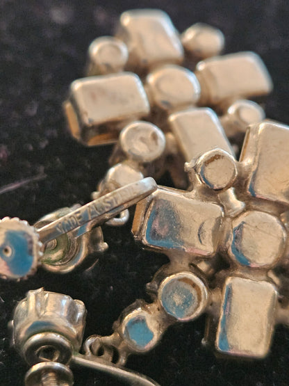 Vintage 1940s 1950s Mid-Century Australian  Crystal Screwback Earrings Rhinestone Cluster