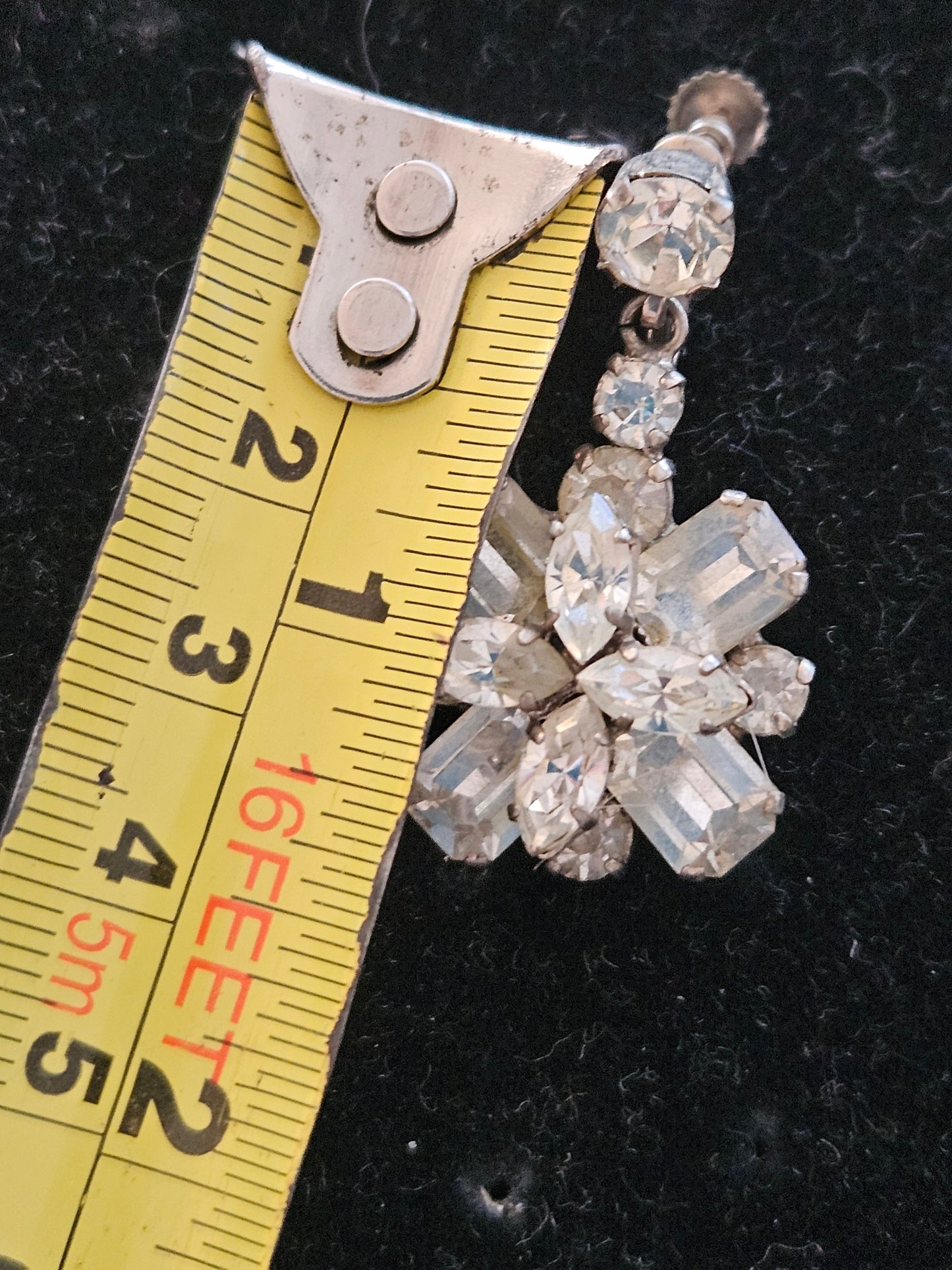 Vintage 1940s 1950s Mid-Century Australian  Crystal Screwback Earrings Rhinestone Cluster