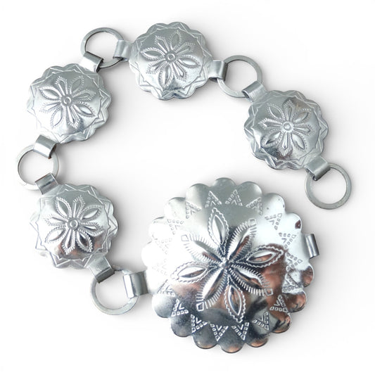 1960s–1970s Silver-Tone Chocho Medallion Link Bracelet Southwest