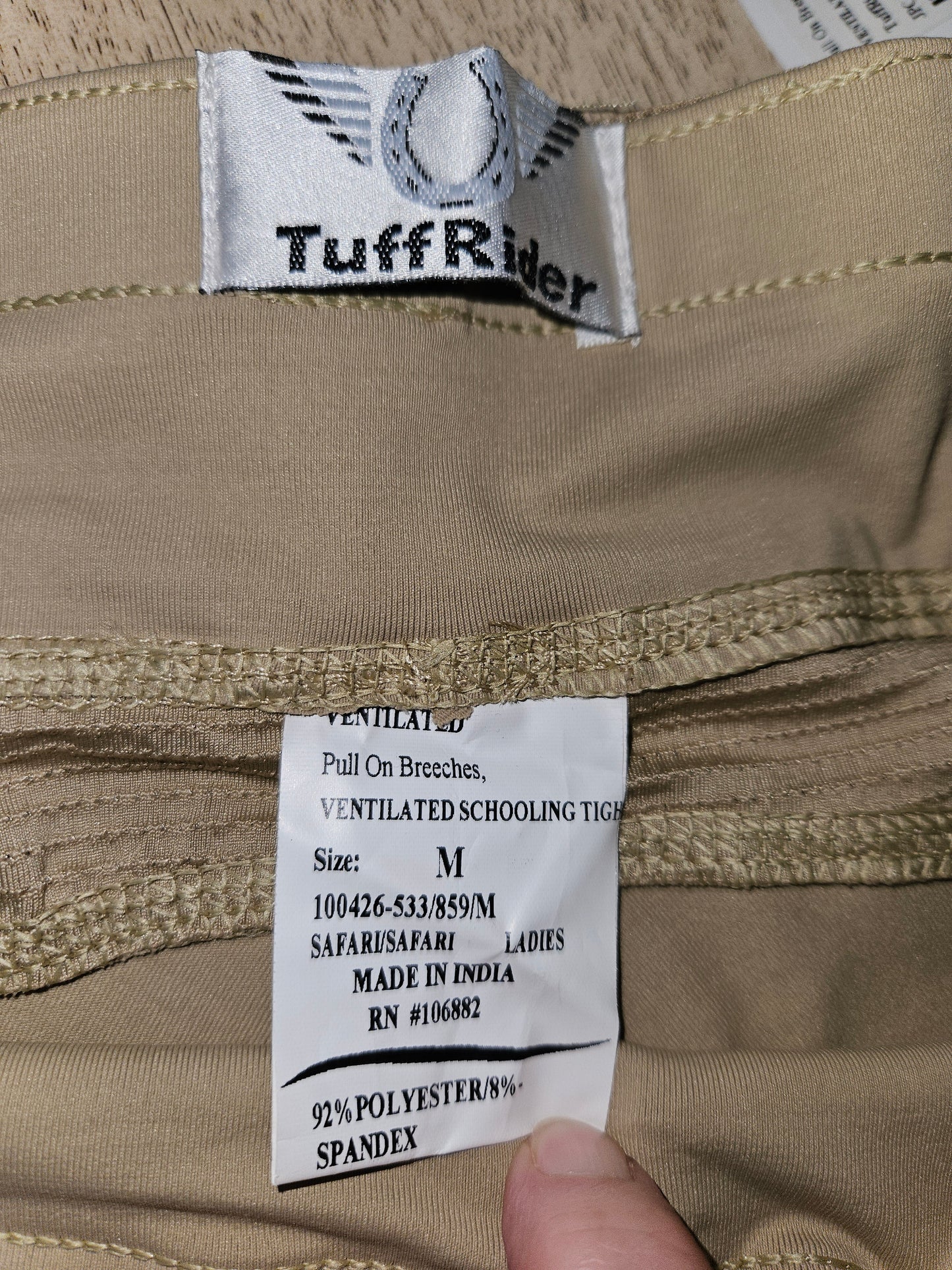 TuffRider Women's Ventilated Schooling Tights - Tan Size M NWOT