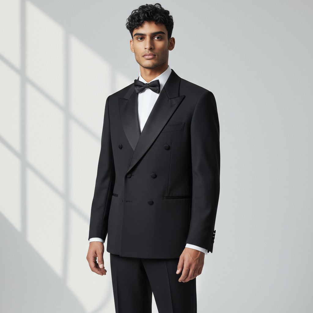 Vintage Pierre Cardin Wool Tuxedo Suit | Black Double-Breasted Jacket Pants image 0