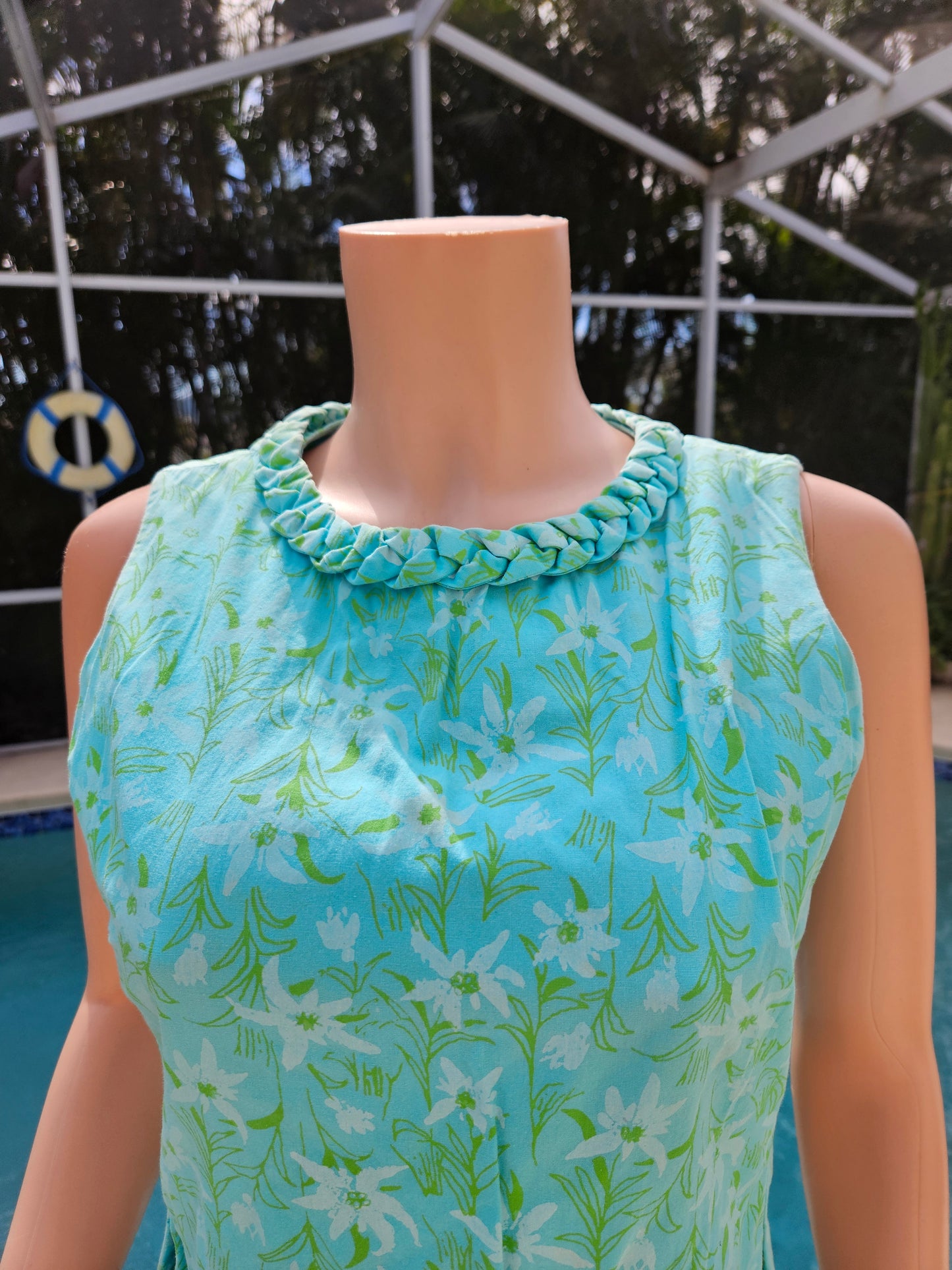 Vintage Lilly Pulitzer 1960s Shift Dress Blue Floral Print Day Dress image 2