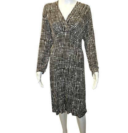 Ann Taylor Brown White Rayon Spandex Dress - Size 14