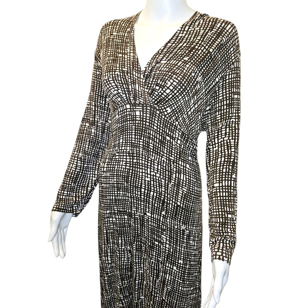 Ann Taylor Brown White Rayon Spandex Dress - Size 14