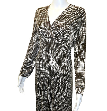 Ann Taylor Brown White Rayon Spandex Dress - Size 14