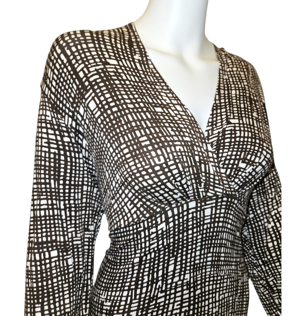 Ann Taylor Brown White Rayon Spandex Dress - Size 14