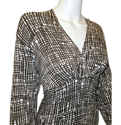 Ann Taylor Brown White Rayon Spandex Dress - Size 14