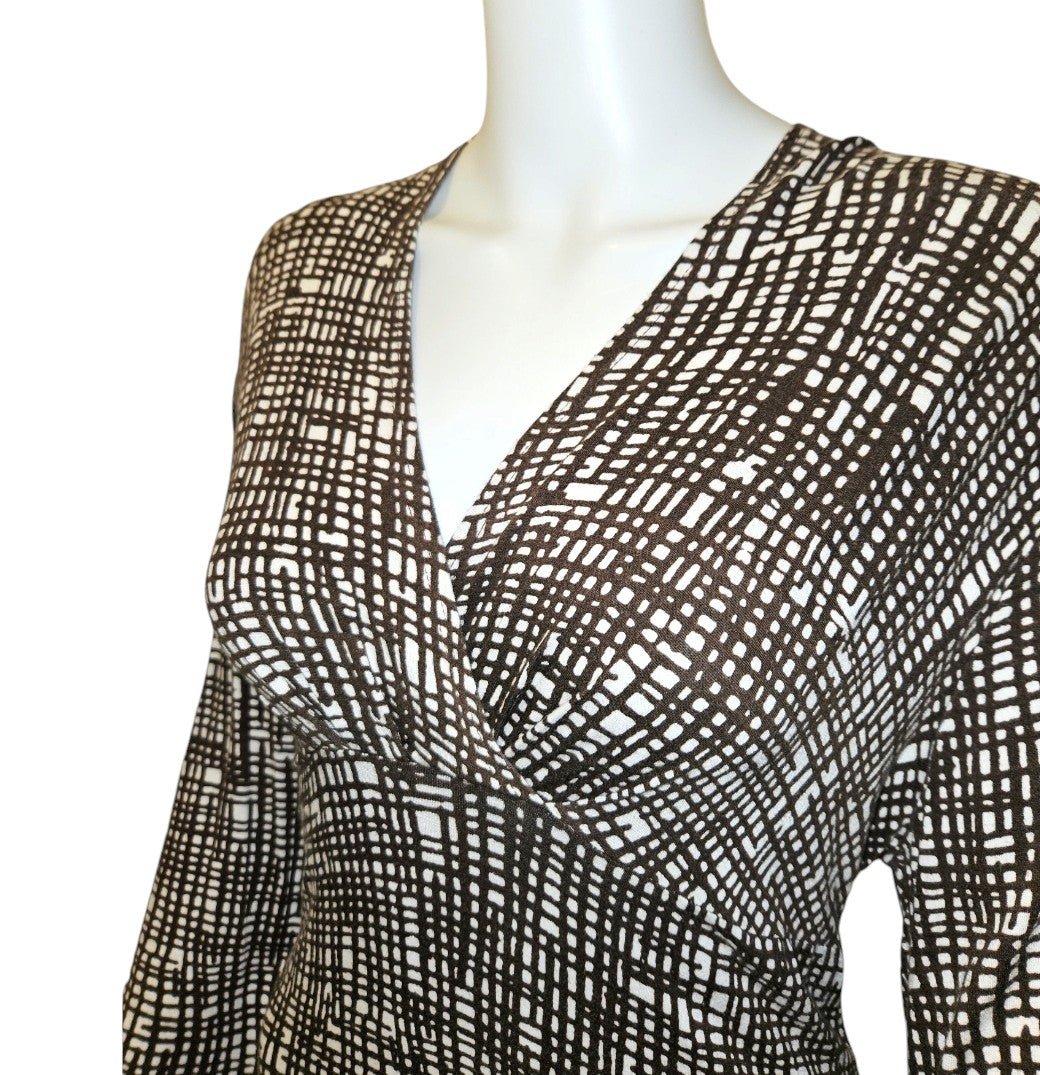 Ann Taylor Brown White Rayon Spandex Dress - Size 14